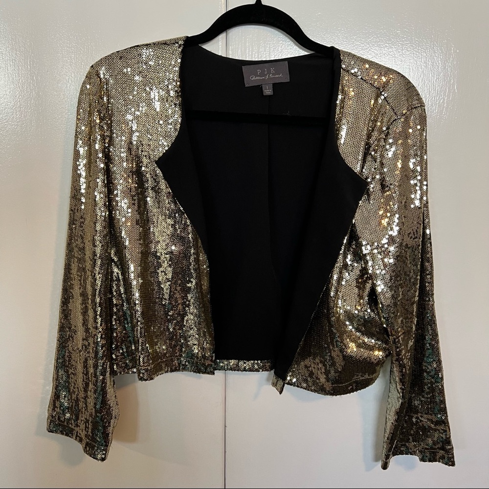 COPY - Brand: PJK  style : Sequin jacket color: Gold /black Size : Large